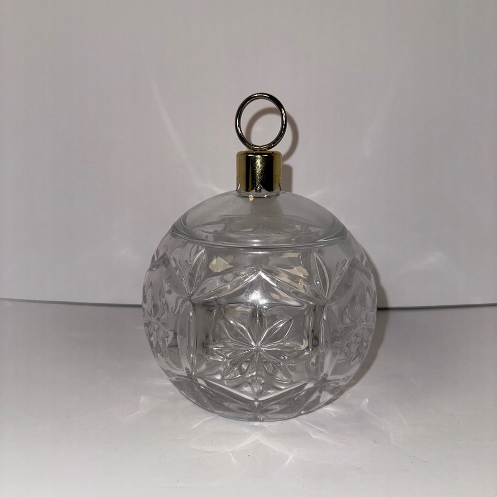 Crystal Orb Ornament Candy Dish Trinket Box Gold‎ Ring Holder Holiday Decor